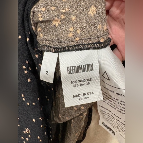 Reformation Star Galaxy Mini Dress Long Sleeve Black Sz 2 - Picture 7 of 8